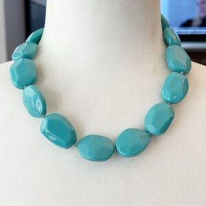 Vintage Bohemian Chunky Faceted Beaded Turquoise Color Necklace